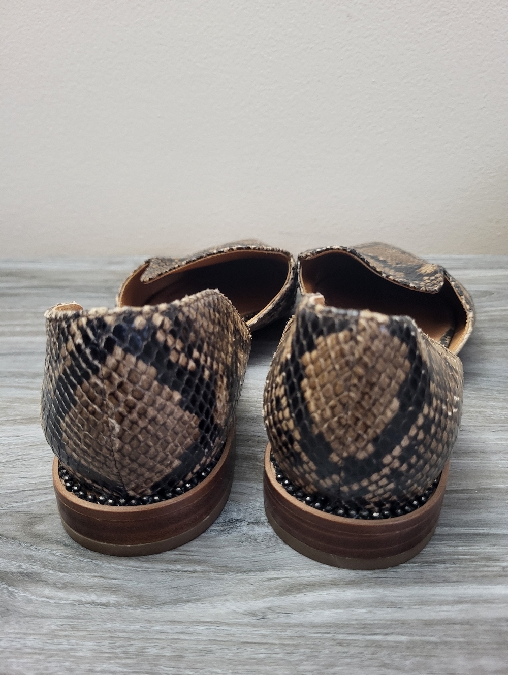 Franco Sarto Toby Pointed D'Orsay Flat  Brown Leather Snake Print Size 8.5 - Picture 5 of 10